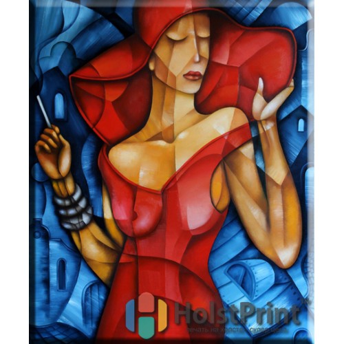 Картина девушка в красном платье, , 168.00 грн., IRR777103, , Картины Абстракция (Репродукции картин)